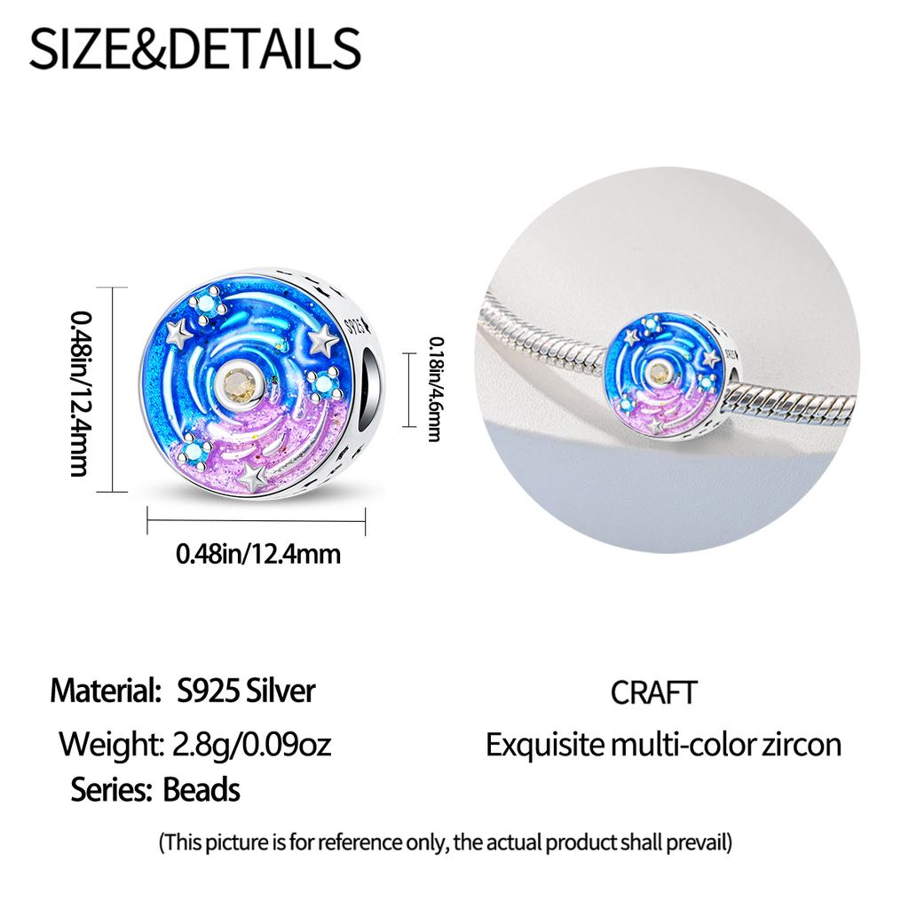 Charm Bead Charms Plata Starry Sky Bead Charms Compatible With Authentic Bracelets Charm Bead Charms for Women Jewellery Do It Yourself Making Gifts
