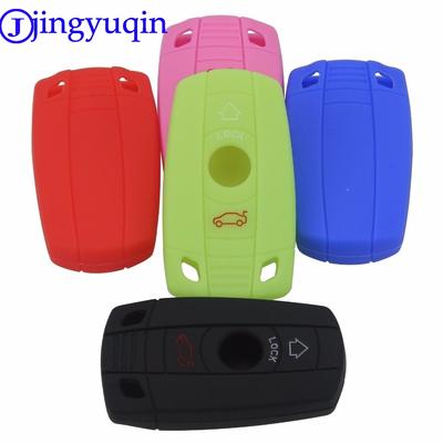 Jingyuqin 3 Boutons Télécommande Silicone Voiture Fob Clé Étui Housse Pour BMW X1 X5 X6 1 3 5 7 Série E Z4 M3 M5 Clé Intelligente