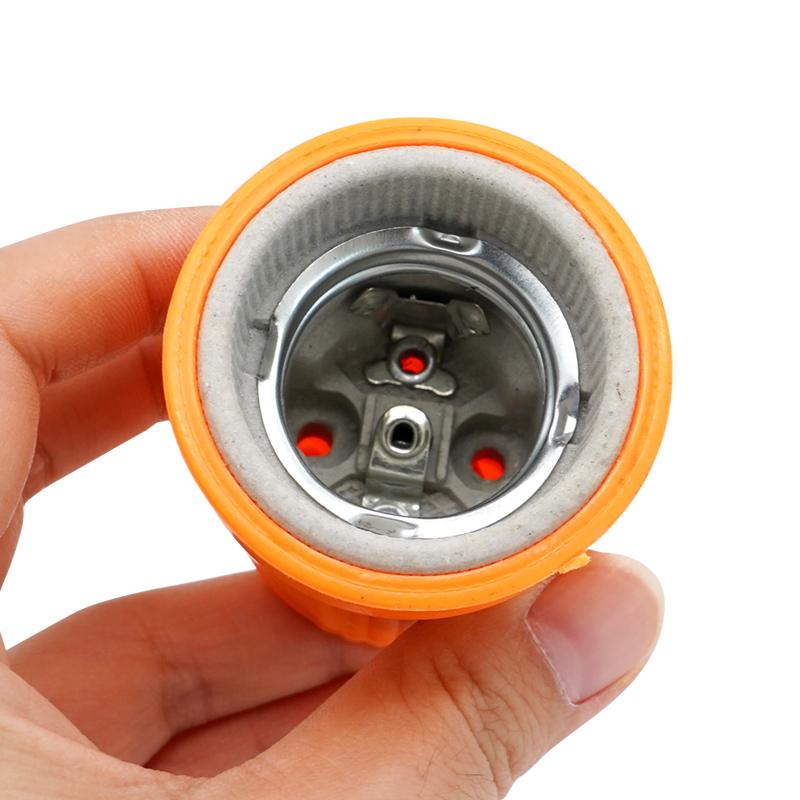 E27 Waterproof Ceramic Lamp Mouth Insulation Lamp Holder With Small Three Links Animal Heating Lamp Spiral Electric Light Socket