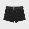 High Waist Slim Straight Black Rivet Casual Shorts for Women - Summer American Style Skinny Jeans