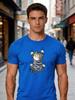 Unisex White Crew Neck Tee Cartoon Frightened Grey Tabby Cat Scratch Wall Big Yellow Eyes Cute Nervous Kitten Pet Casual Cotton Top