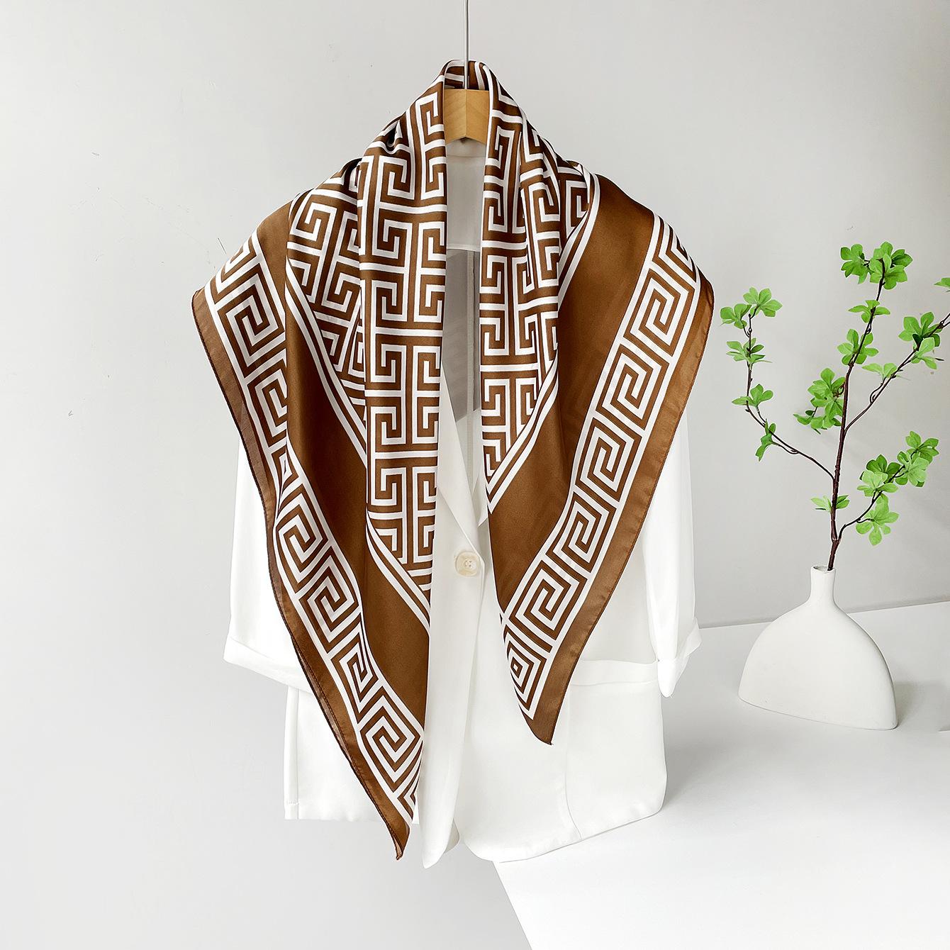 Spring and summer new 90cm silk scarf women s imitation silk satin square scarf high-end European and American versatile shawl silk scarf 90*90cm