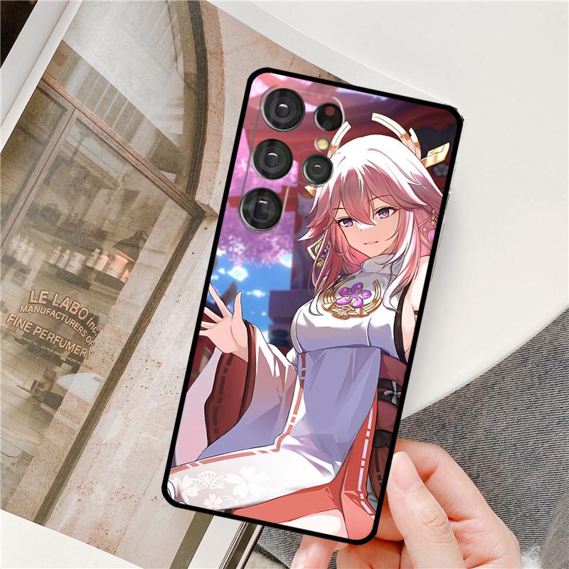 Genshin Impact Yae Miko Phone Case For Samsung Galaxy S24 Ultra S9 S10 S20 S21 S22 S23 Plus S24 FE S25 Ultra Cover