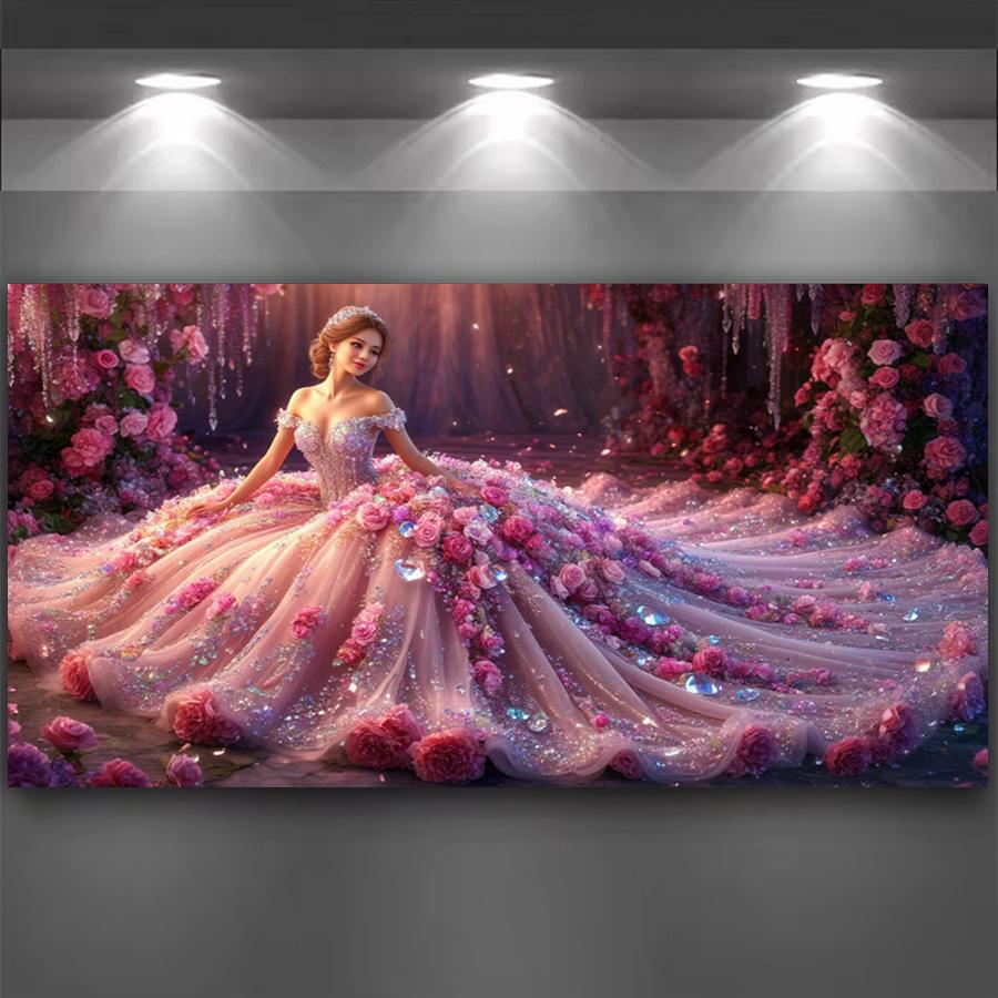 Beautiful Woman Rose Large Size Diamond Painting New Collection Pretty Girl Diy Full Drill Rhinestone Embroidery Mosaic Cross Stitch Kits