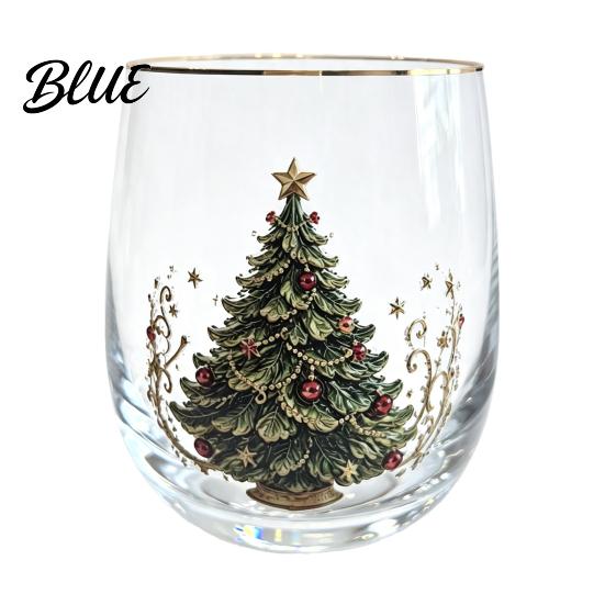 Christmas Wine Glasses Tumbler 300ml Santa Reindeer Snowman Cocktails Glass Tree Design Lead-free Kitchen Party Supplies Holiday Drinkware