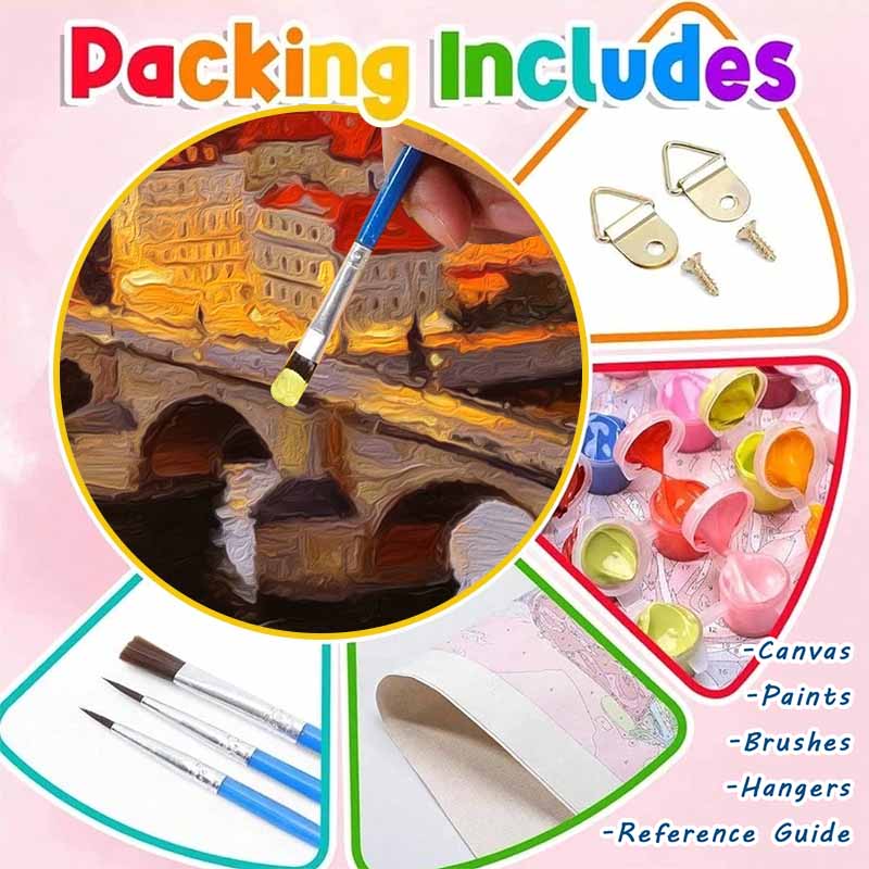 DIY Digital Oil Painting Kit. DIY Adult Painting by Numbers Kit Sunset Prague Cityscape Art Gift Home Decor Wall Art