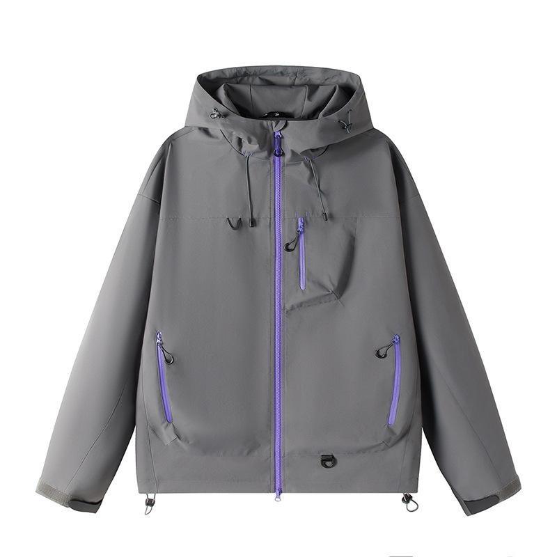 Outdoorjacke Herren Frühling und Herbst Locker Amerikanisch Trendig Arbeitskleidung Paare Wasserdichte Jacke Kapuzenjacke