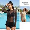 Badeanzug Damen Zweiteiler Bikini Boxershorts Langarm Koreanisch Sexy Spitze Heiß Fee