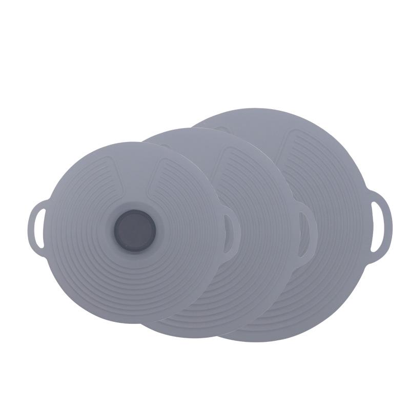 

Силиконовый набор для хранения свежести, 3 предмета: Большие, средние и маленькие крышки - Защита от проливания, герметичные, пыленепроницаемые крышки для посуды и защиты от брызг масла Small 20CM серый