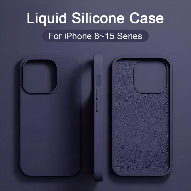 Módny tekutý silikónový kryt na telefón pre iPhone 11 12 13 14 15 Pro Max 8 Plus X XR XS Max Nárazník Nárazuvzdorný Mäkký Kryt Príslušenstvo