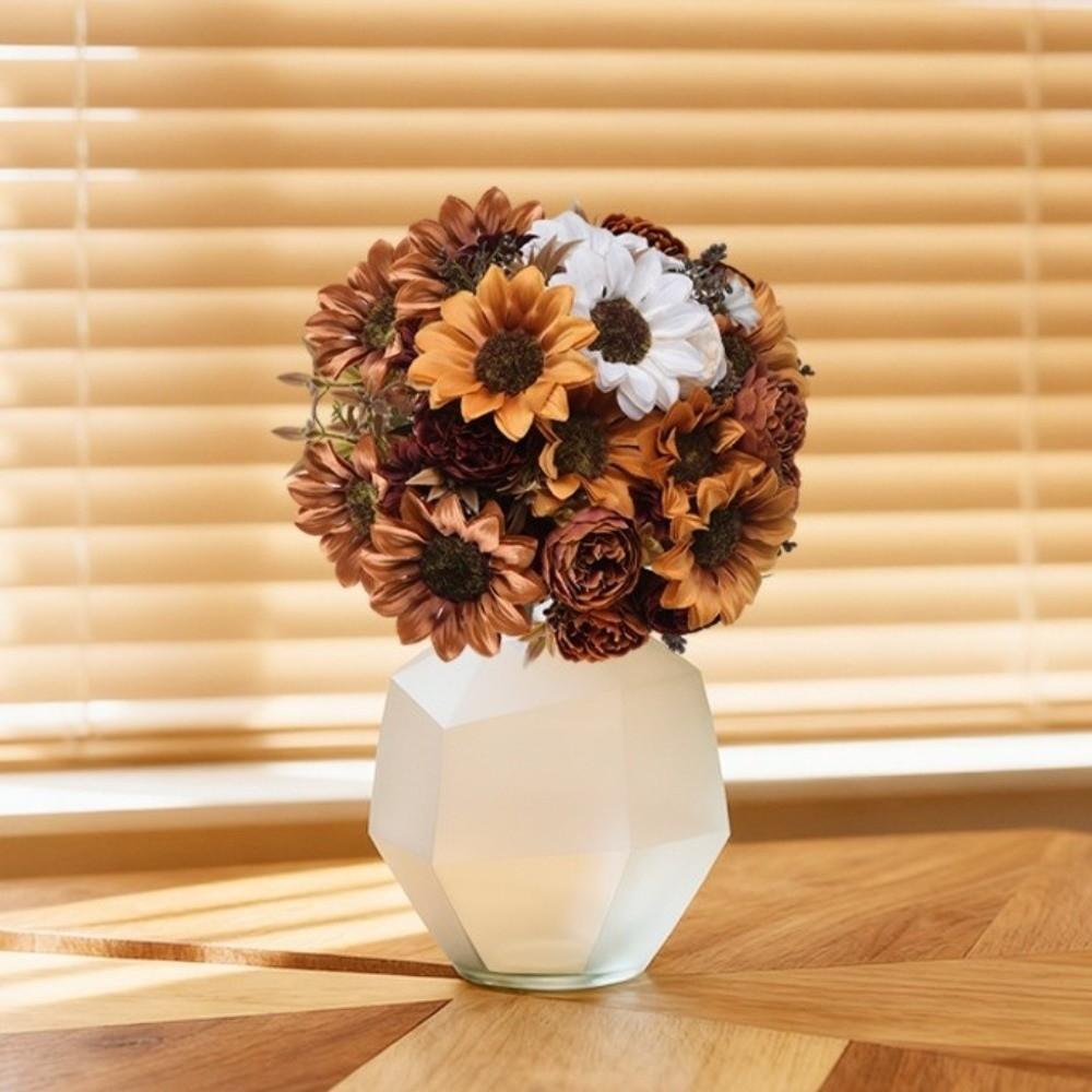 Rustic Fall Autumn Sunflower Peony Bouquet UV Resistant Mixed Floral Vintage Fall Artificial Flower Bunch Lifelike No Wilting