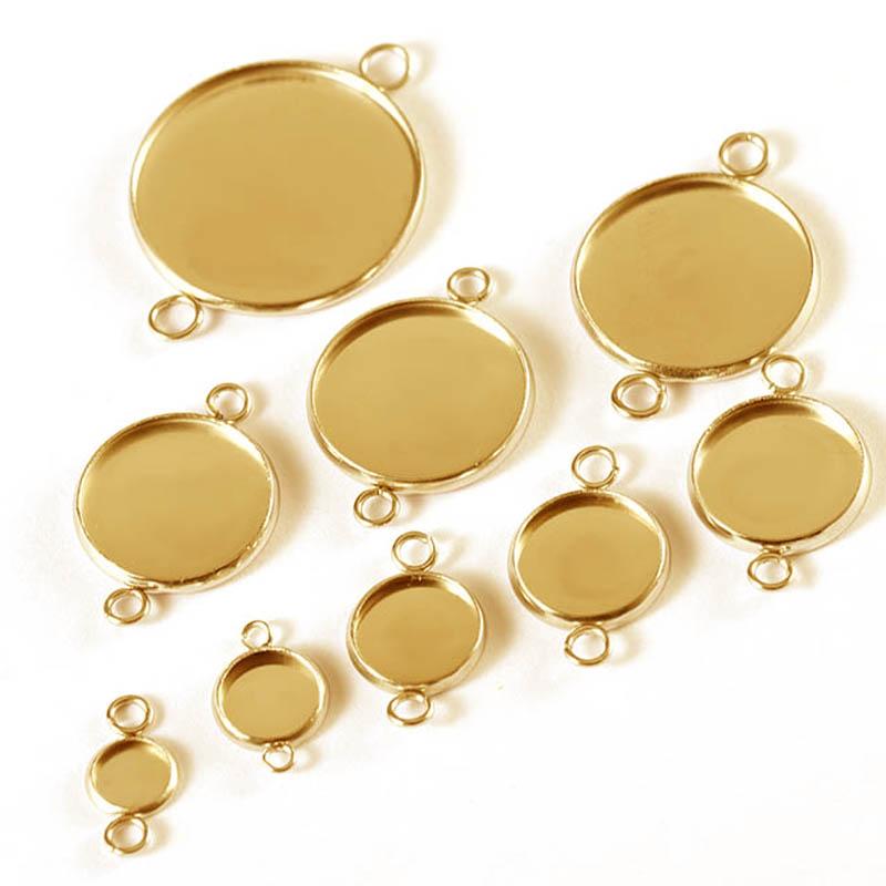 

20pcs 6-25mm Stainless Steel Cabochon Cameo Base Gold Color Round Blank Tray for Necklace Bracelet Jewelry Making DIY Findings Inner 6mm