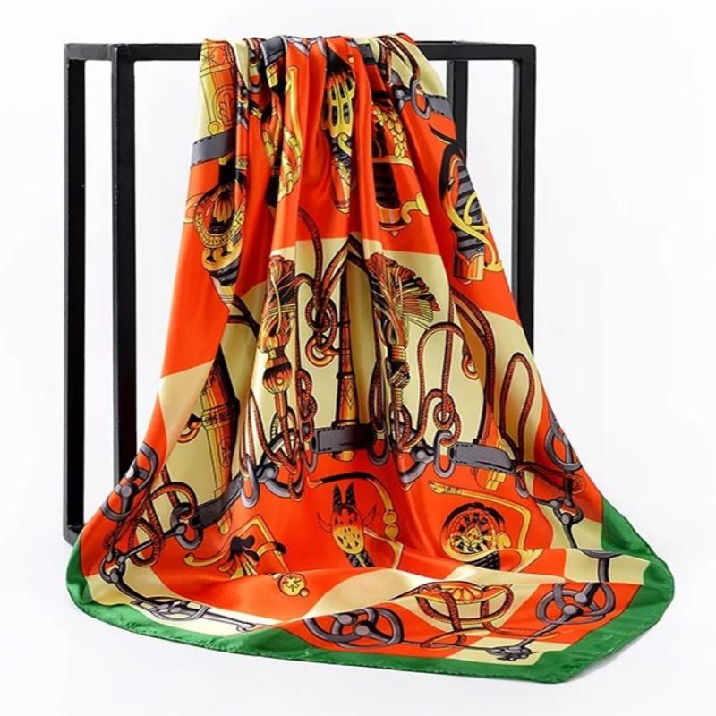 Popular Silk Scarves Fashion New Bohemian Cashew Slicing Ladies Simulation Silk Scarf 90X90Cm Square Scarf Muslim Headscarf