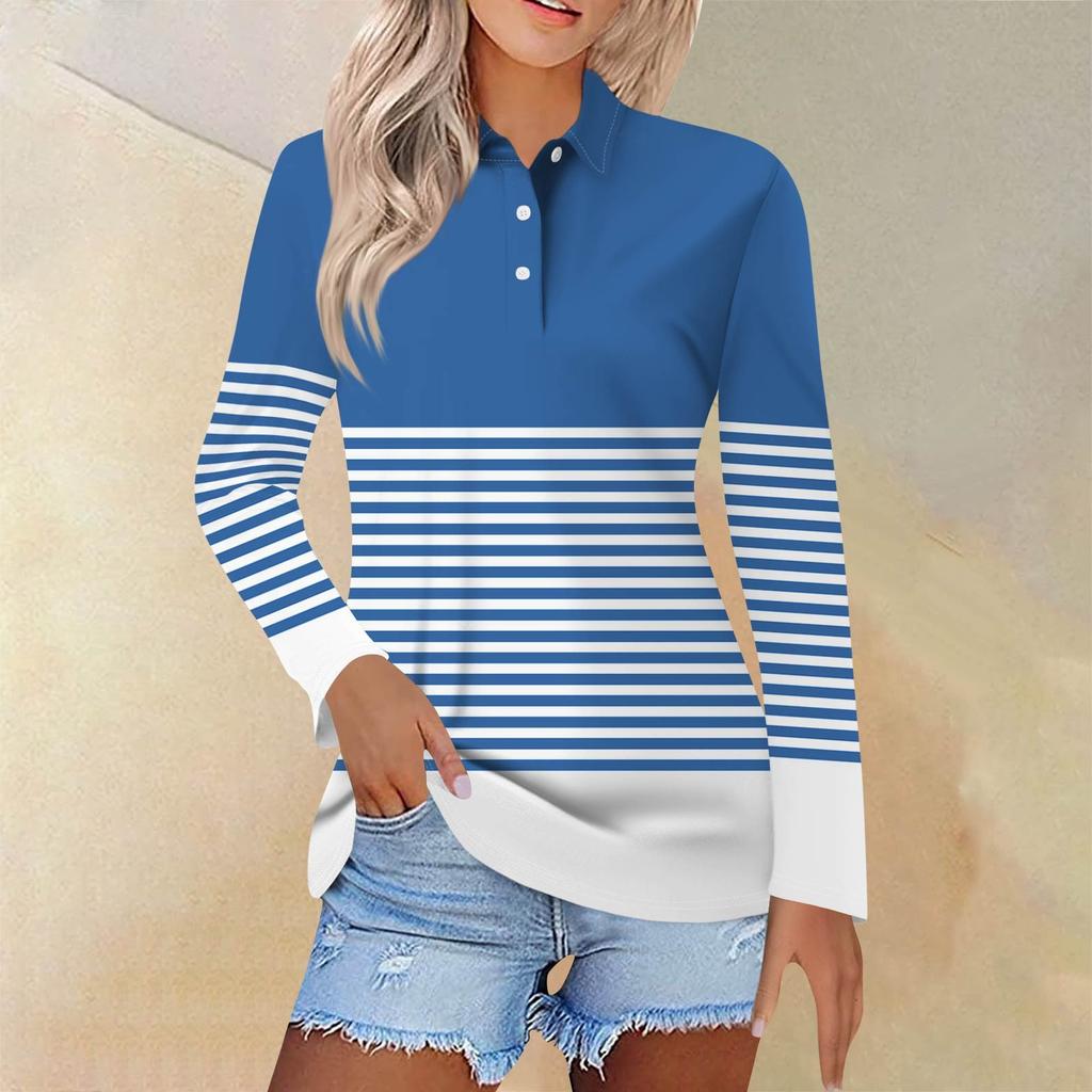 Women's Fashion Casual Lapel Short Long Sleeve Print Shirt Women's Button Up Tops