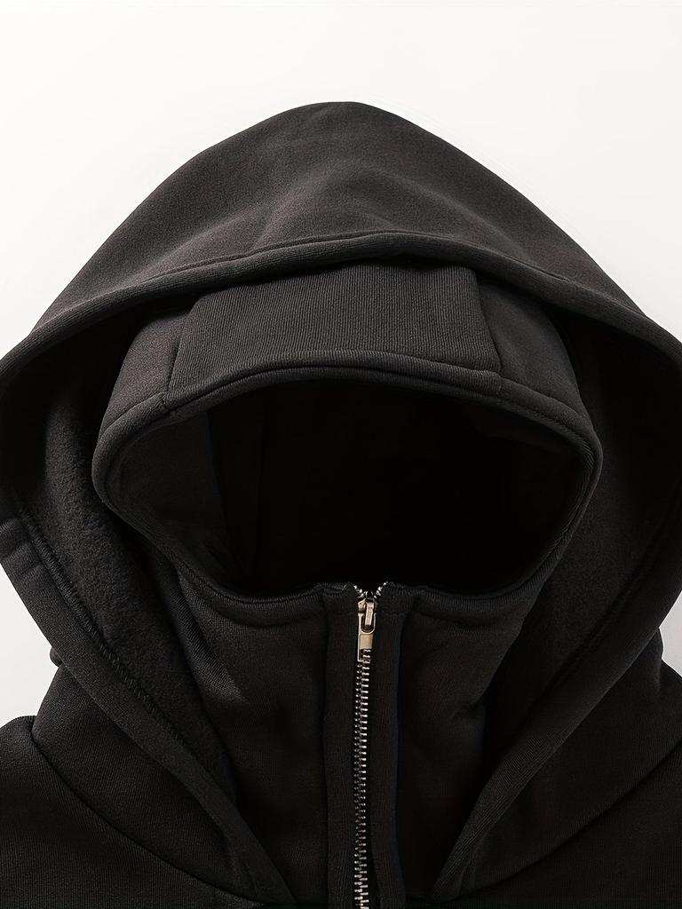 High-Weight Double Hooded Iron Zipper Sweatshirt - Youth Solid Color for Autumn/Winter 