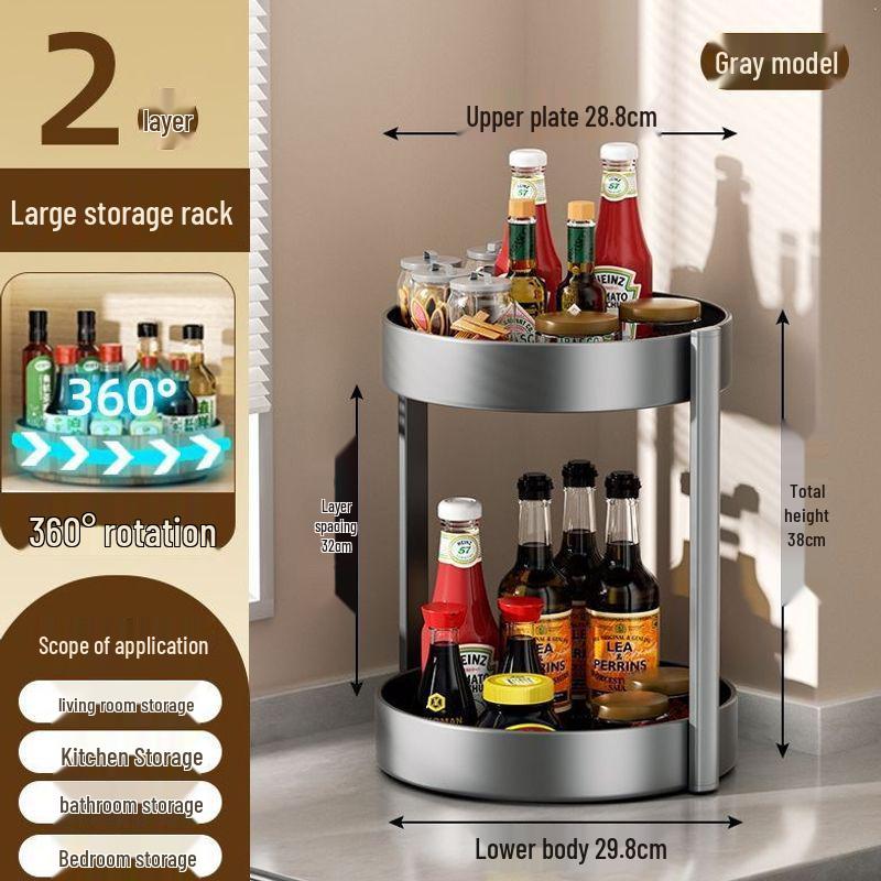 Rotating Kitchen Spice Rack: Stainless Steel Tray for Oil, Salt, Soy Sauce, Vinegar, and Seasonings