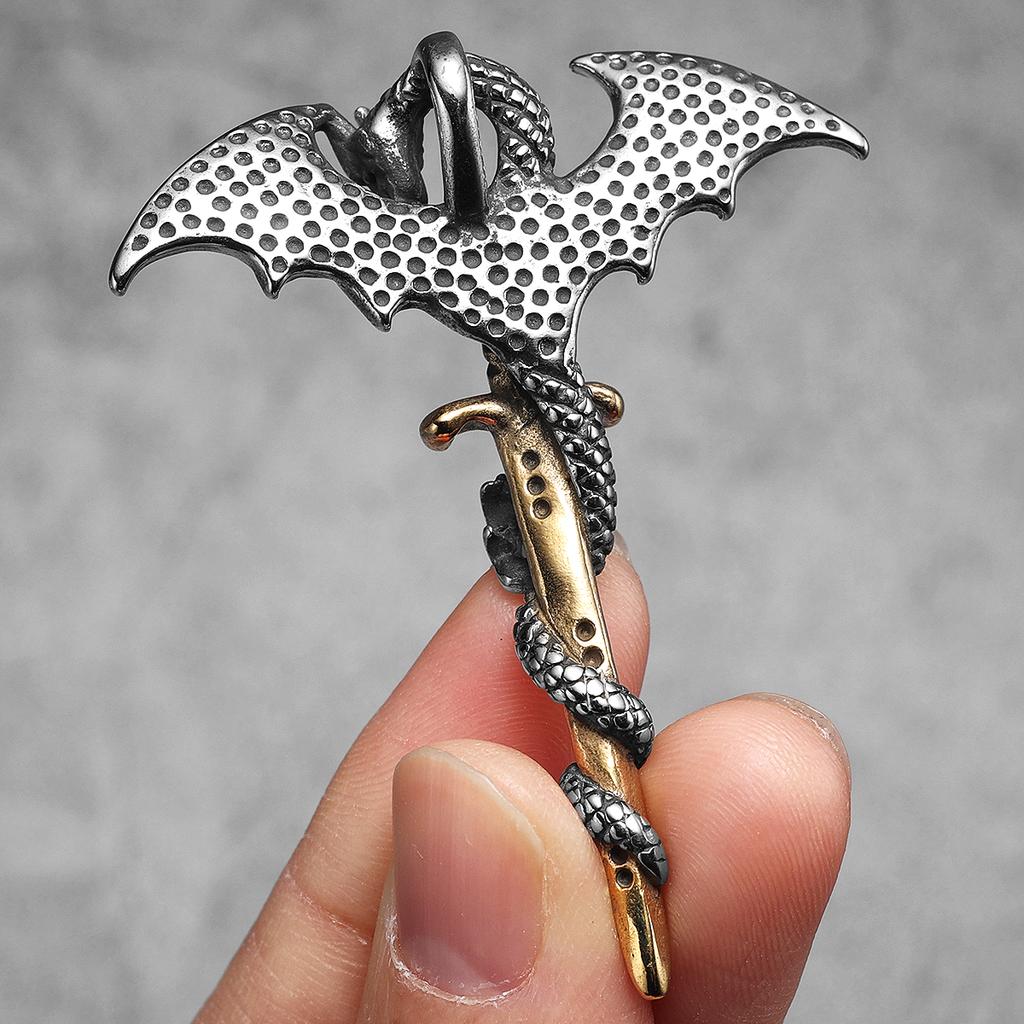 Dragon Slaying Sword Men Necklaces Stainless Steel Pendant Chain Women Punk Fashion Jewelry New Accessories Gifts