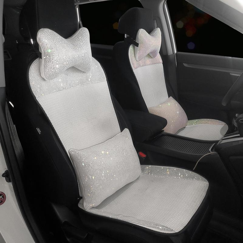 Fashion Classic Car Seat Cover Full Set Bling Diamond Interior Accessories Women Cushion Breathable Universal for All
