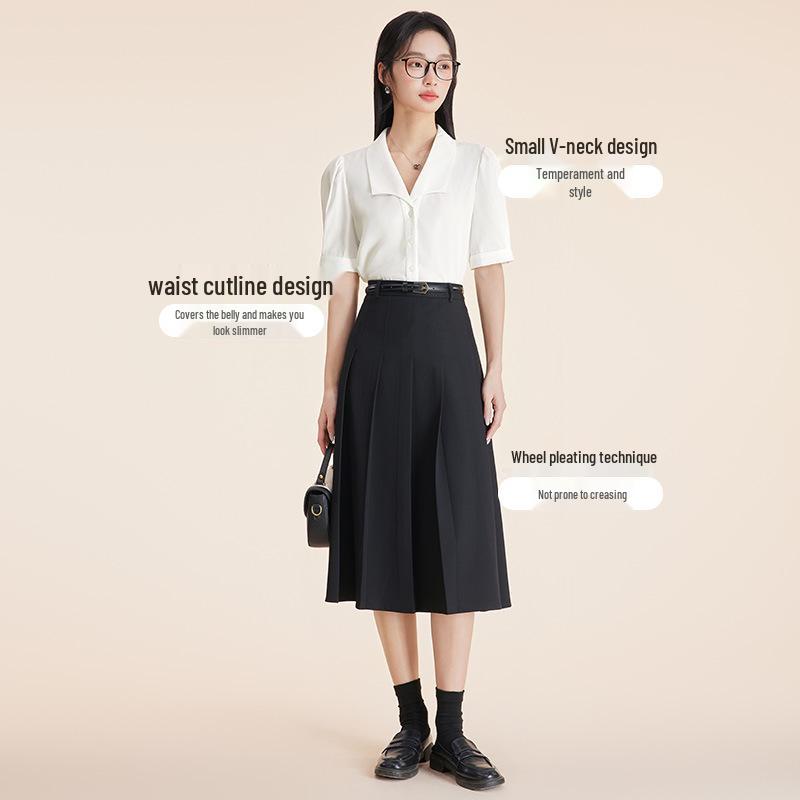 Elegant Blue Summer Short Sleeve Women's Professional Shirt for Commuting or Interviews