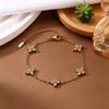 Women's Four-Leaf Clover Bracelet, 18K Gold Stainless Steel with Cubic Zirconia