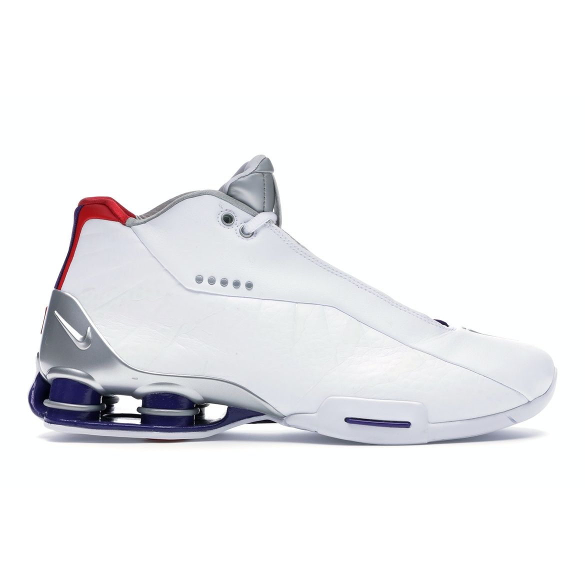 

Кроссовки унисекс Nike Shox BB4 QS Raptors Белый металлик-серебристый суд-фиолетовый CD9335-100