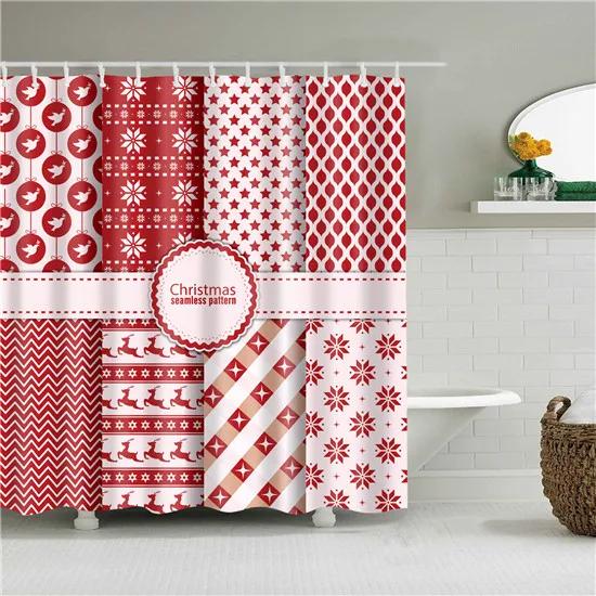 Decorative Geometric Geometry Merry Christmas Bohemian Shower Curtains Bathroom Curtain Fabric Waterproof Polyester With Hooks