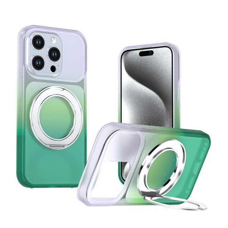 Phantom Skin Feel Gradient PC+TPU Phone Case With 360° Rotating Metal Holder, Magnetic Wireless Charging Shockproof Protective Cover
