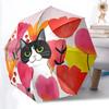 1pc Floral Cat Auto Open 8-Rib Windproof Leisure Umbrella, Travel & Commuting, Suitable for All Seasons, Lightweight Portable,038