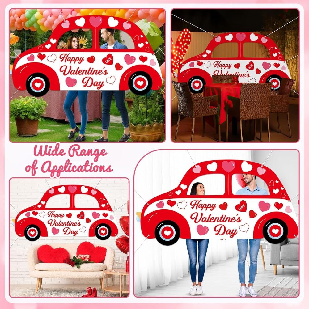Car Shaped Photo Prop Selfie Frame for Valentine's Day Couple Selfie Wedding Anniversary Party Photo Booth Valentine's DayBanner