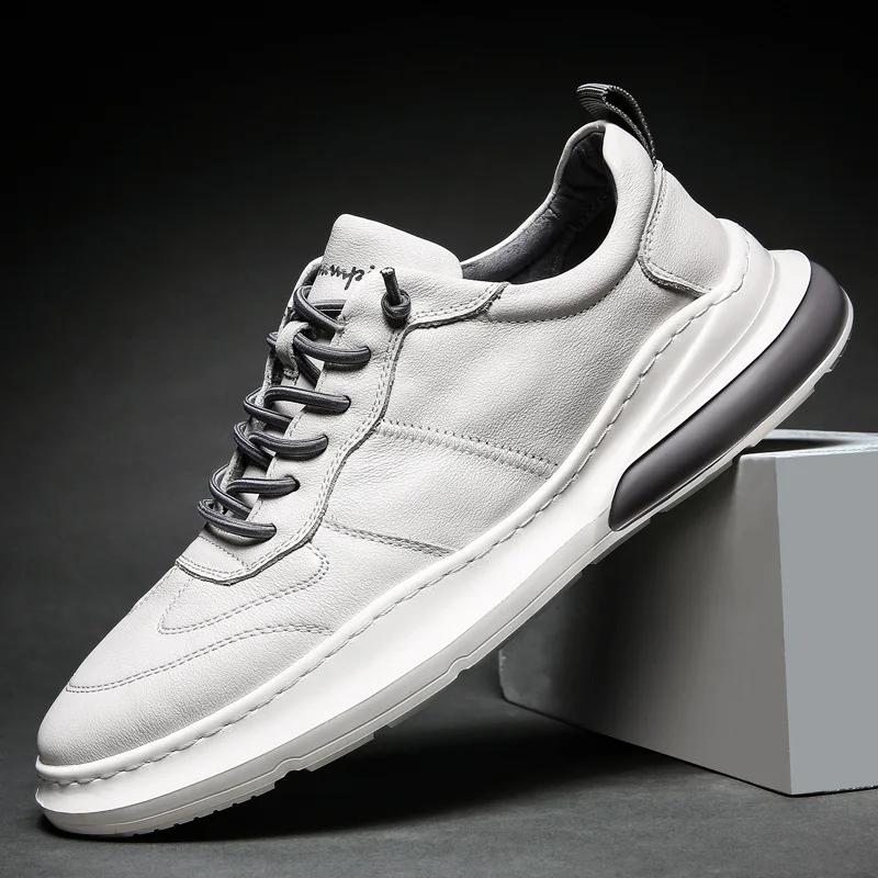 

Leather Shoes Men White Sneakers Designer Shoes Sports Shoes For Male 38 белый