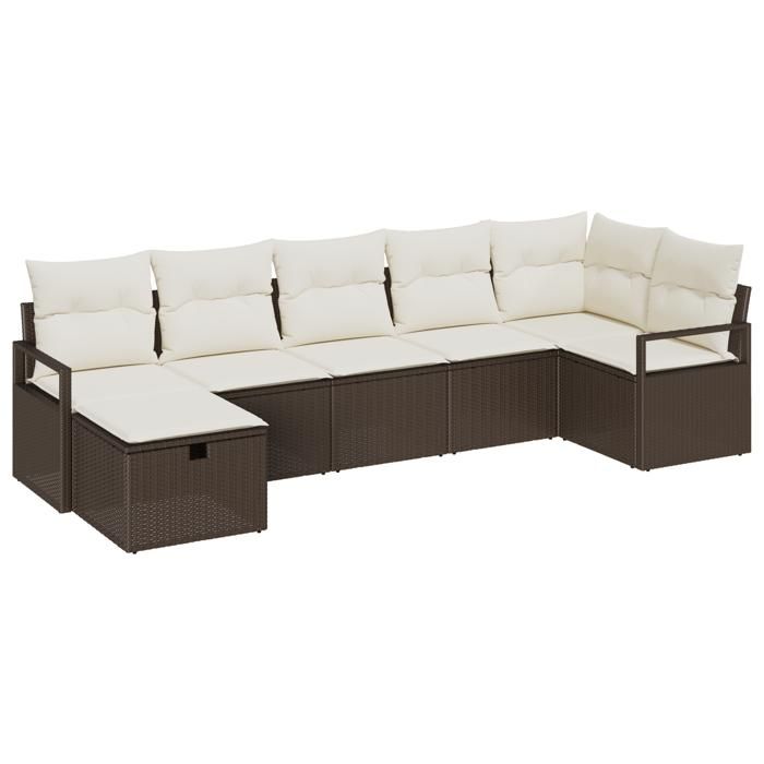 VidaXL Ensemble de canapé de jardin 7 pièces avec coussins en rotin poly marron 3359197