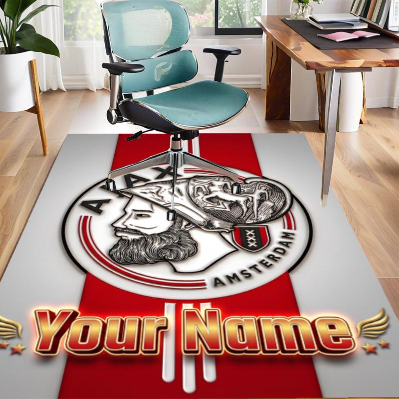 Ajax FC Design Area Rug Personalized Name- Non-Slip, Soft & Cozy Floor Mat for Living Room, Office - Indoor/Outdoor Carpet