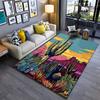 Vibrant Desert Landscape Carpet with Colorful Cacti and Sunset Scene Suitable for Use As an Anti-slip for Living Room Bedroom Sofas