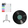 Retro Wall Decorations Vinyl Record DIY Graffiti Clock Ornament, Blank Acrylic Tabletop Reusable Drawing Surface Decor with Stand, Personalized