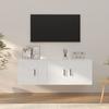 Vidaxl Set of 2 TV Cabinets, White, Wood-Based Material