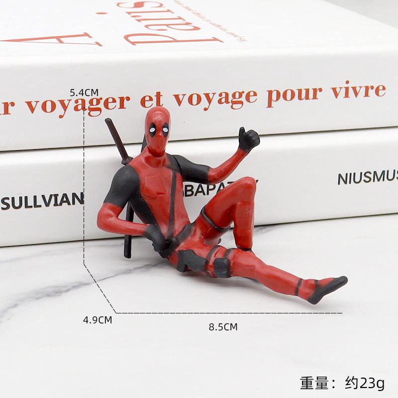 

Car Ornament Marvel Deadpool Read A Book Mini GK Model Men Look Back Prone Position Car Decoration Hot Fashion Collectible Toys