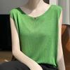 Sommer Neue Mode All Match Rundhals Ärmelloses Top Neues Lockeres Strick-Camisole-Weste Basis-Oberteil Halbarm-Top