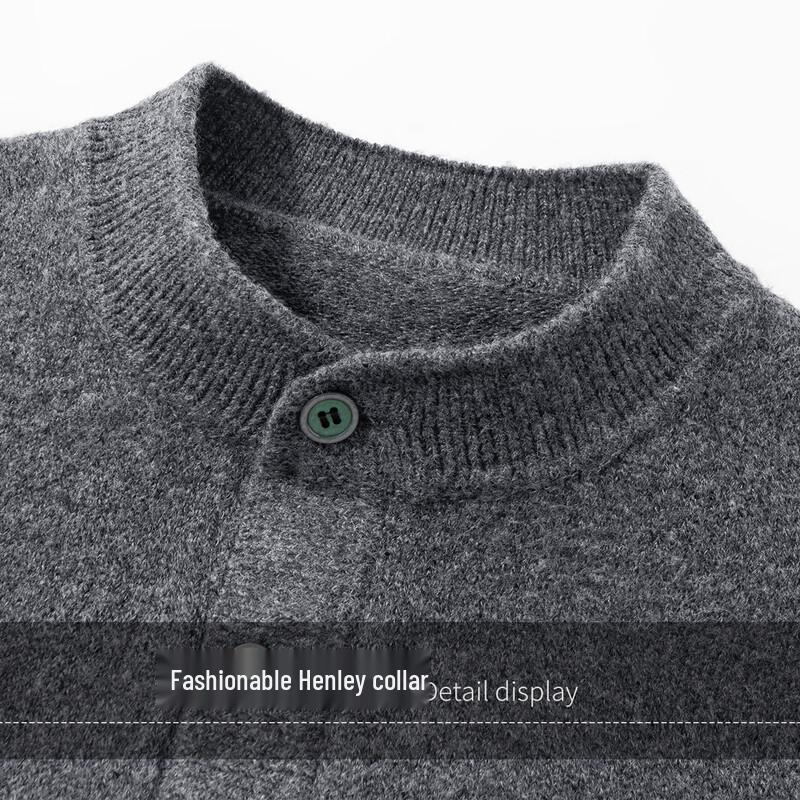 Men's Heavyweight Wool-Blend Henley Knit Sweater