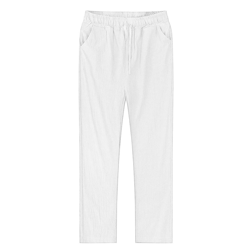 Pantaloni pentru bărbați, din bumbac, de in, de toamnă, ocazional, drepți, respirabili, de culoare uni, pantaloni de in, de fitness, îmbrăcăminte stradală S-3XL