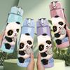 1PC Soft Watercolor Sitting Panda Pattern 750ml Color Plastic Sports Water Bottle Leakproof Flip Straw Lid Suitable for Sports Office Home Use