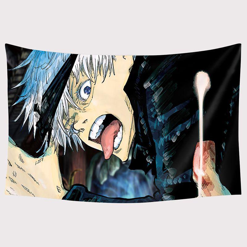 

Кайсэн Дзюцу Аниме Гобелен Фоновая Ткань Домашний Настенный Декор с Принтом BlackBlue,100x70cm-39.37x27.56in