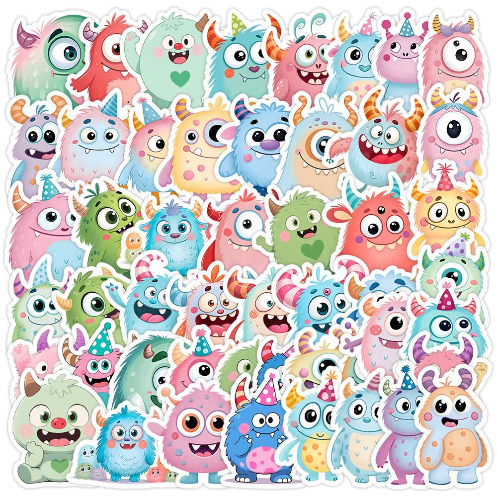50pcs Cartoon Monster Graffiti Stickers: Waterproof, Creative Decorations for Car, Phone, Computer - Perfect for Students
