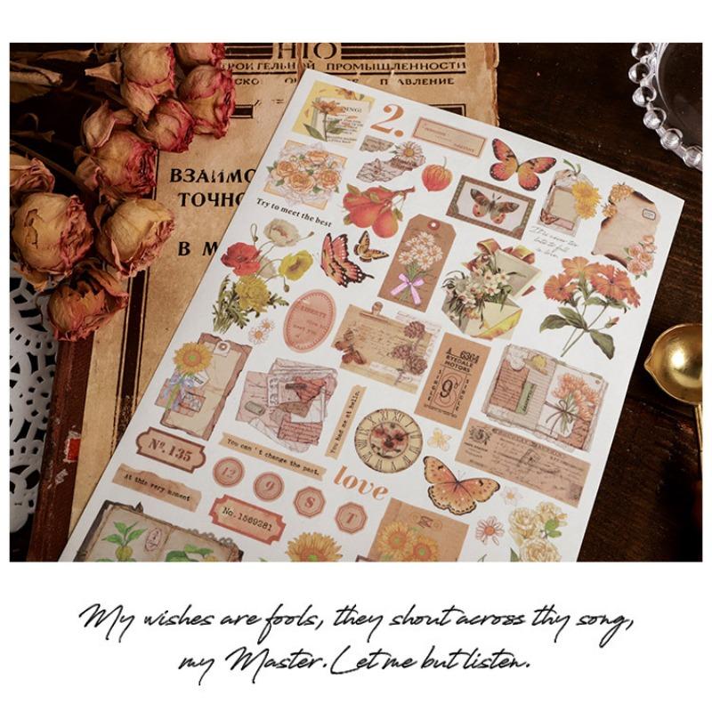 Vintage Butterfly Floral Washi Paper Stickers For Hand Account Scrapbooking Decoration