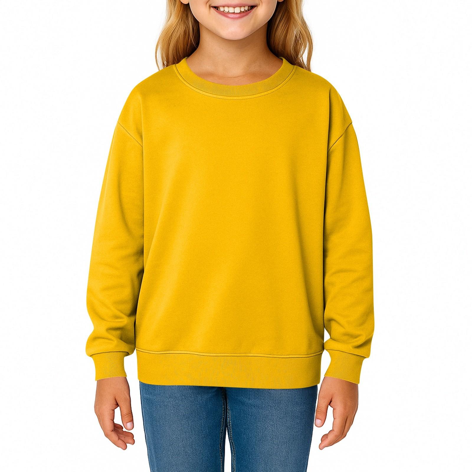 

Детская мода Однотонный пуловер с длинным рукавом и круглым вырезом с карманами Повседневный взрослый свитшот Топ 150 жёлтый