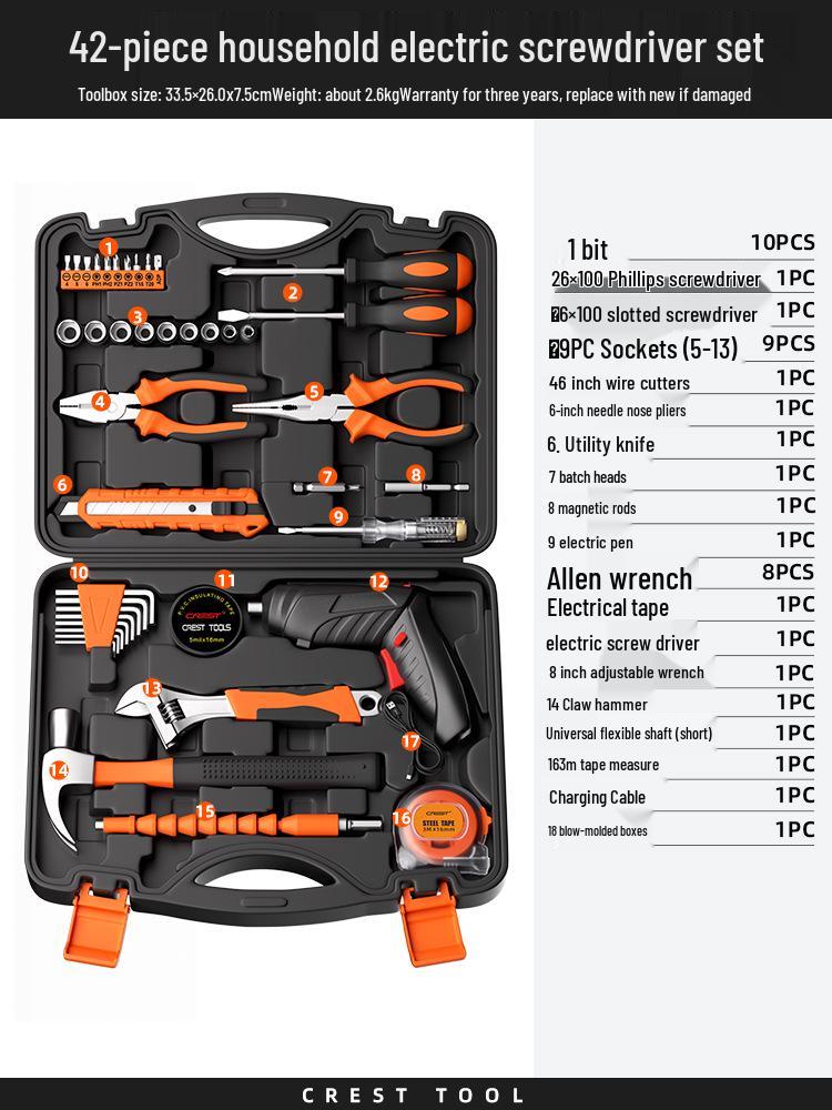 Multifunctional Electrician Toolbox: Complete Hardware & Electric Drill Set