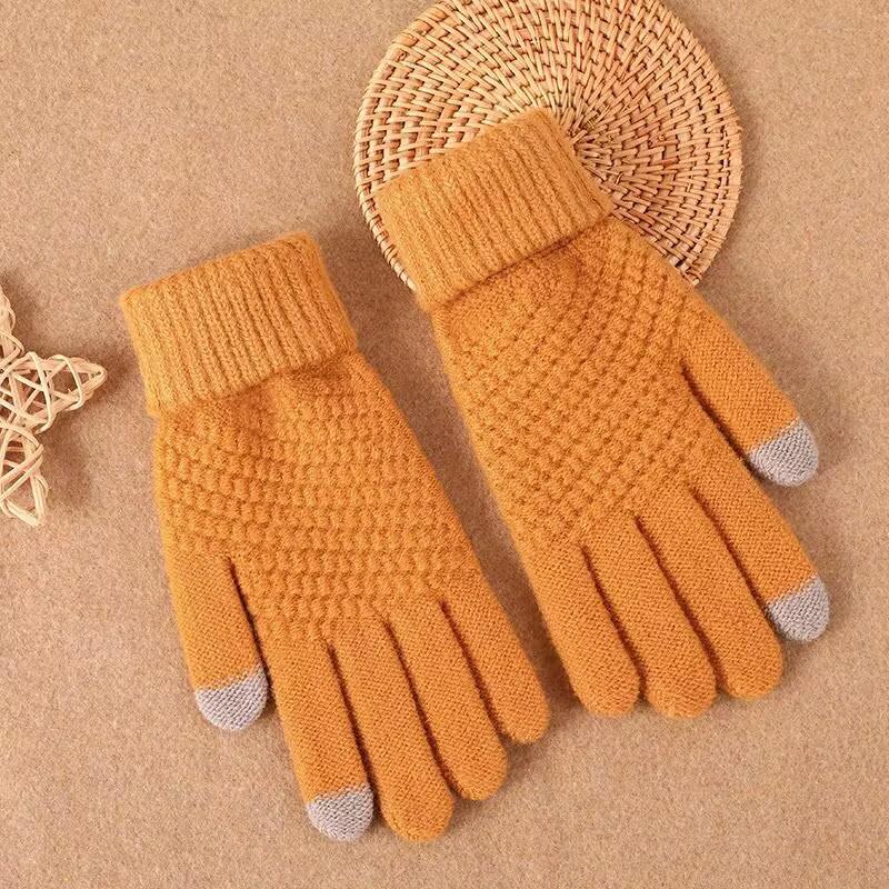 Cycling Cold-proof and Warm Fleece Thickened Touch-screen Knitted Wool Gloves