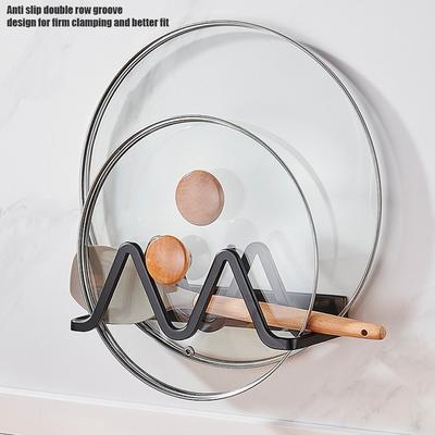 Pot Lid Holder Organizer Rack Wall Mount Double Slots Cutting Board Kitchen Cabinet Door Bakeware Pans Trays Storage Rack