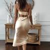 New suspender medium and long dress European and American summer sexy hollow split hip wrap irregular skirt