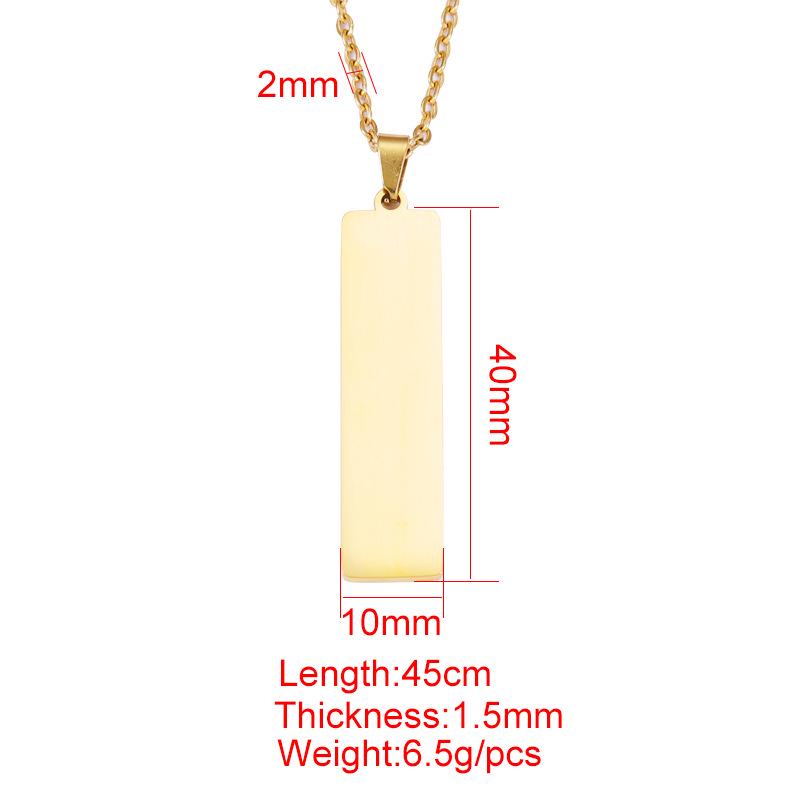 Geometric European & American Style Stainless Steel Bar Pendant Necklace