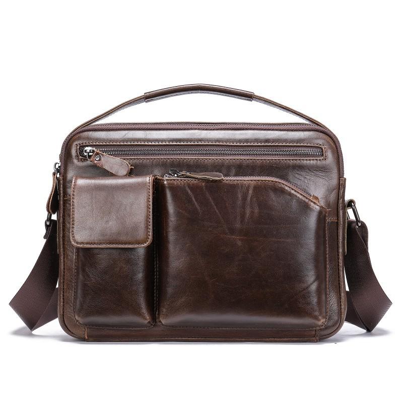 

Men s Bag Shoulder Genuine Leather Crossbody Retro Top Layer Cowhide Mailman Trendy